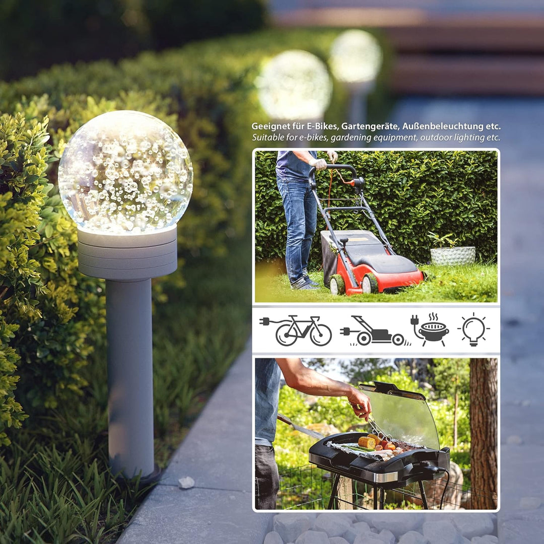 ledscom.de Garten Steckdosensäule PIWI mit Erdspiess für aussen, IP44, 2-Fach, Edelstahl, Kunststoff