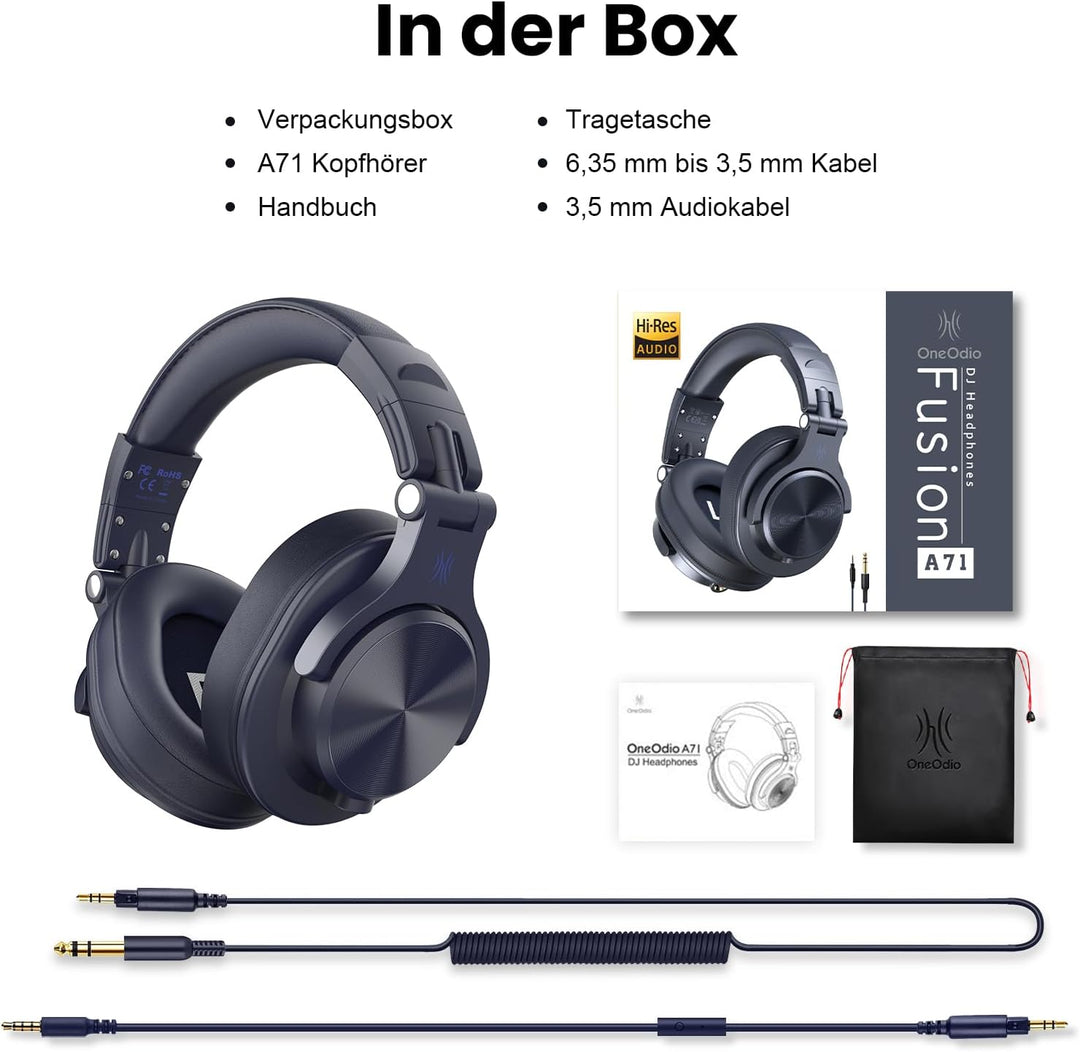OneOdio Kopfhörer Over Ear, DJ Kopfhörer mit Kabel, Professionell Geschlossener Studio HiFi Kopfhöre