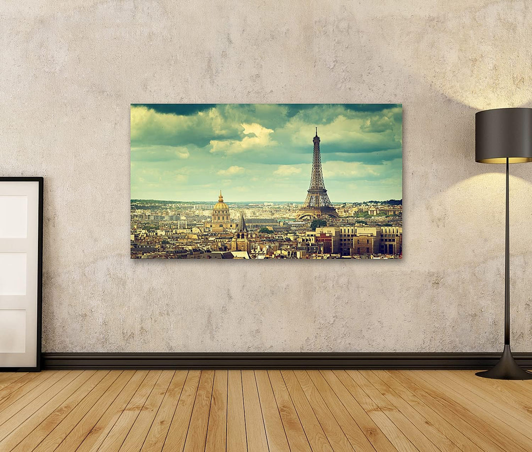 islandburner Bild auf Leinwand Eiffelturm Frankreich Blauer Himmel Blick Auf Paris Bilder Wandbilder