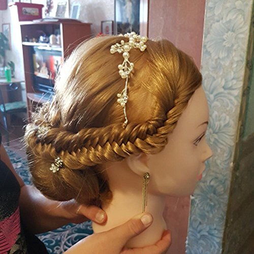 Trainingskopf für Frisöre, 68,5 cm, Mannequin zum frisieren, mit synthetischem Haar und Tischklemme