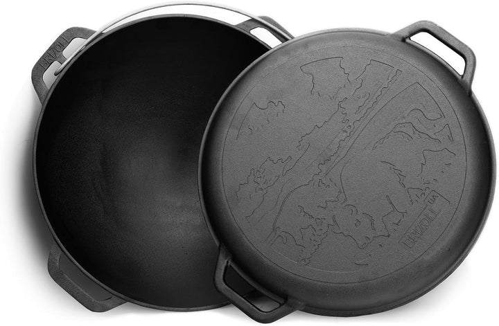 12L Gusseisen Schwenktopf Kazan Asia Kasan mit Deckel-Bratpfanne aus Gusseisen Grillwok Wokpfanne Gr