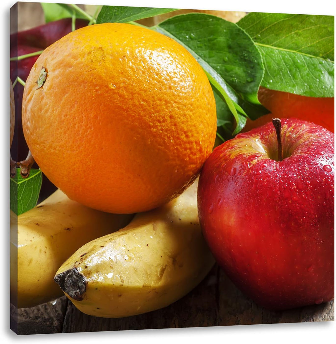 Frisches leckeres Obst, Format: 70x70 auf Leinwand, XXL riesige Bilder fertig gerahmt mit Keilrahmen