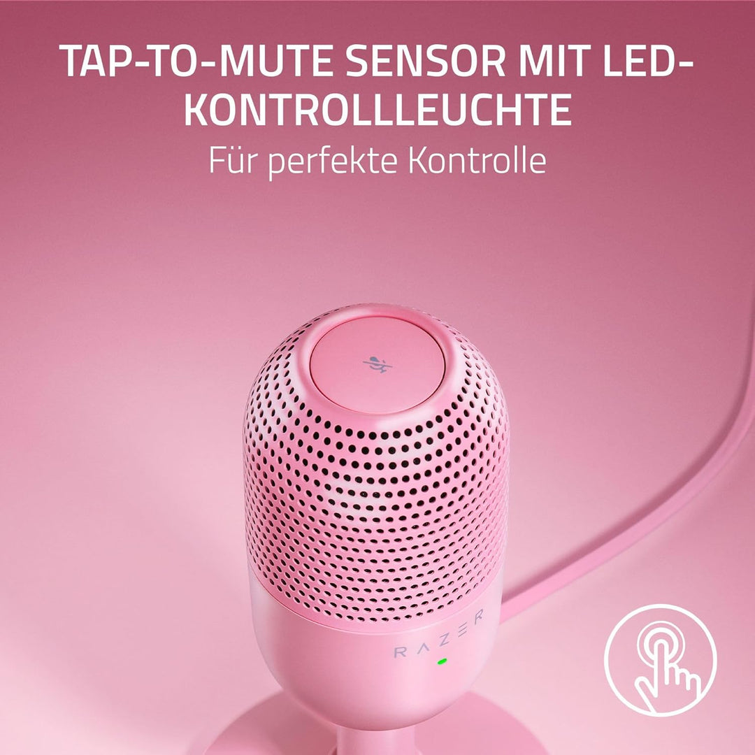 Razer Seiren V3 Mini - Ultrakompaktes USB-Mikrofon (14mm Supernieren Kondensatormikrofon, Tap-to-Mut