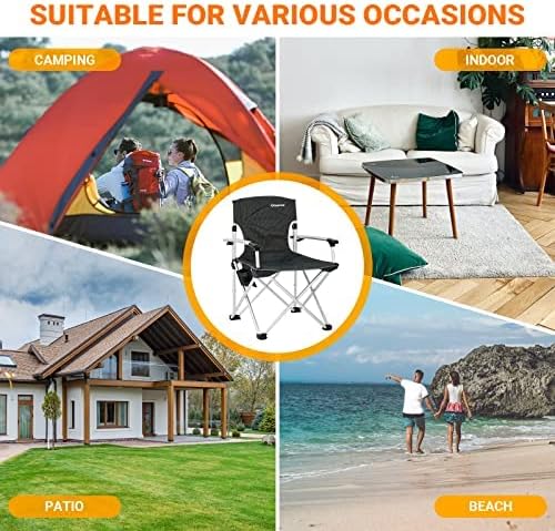 KingCamp XXL Campingstuhl Faltbar bis 205 kg, Übergrosser Camping Stuhl Klappbar Gepolster mit Verst