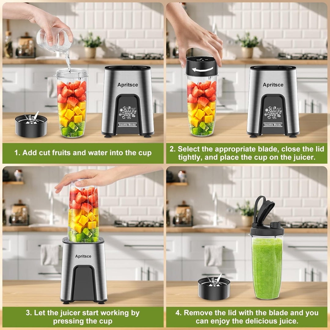 Smoothie Mixer, Apritsce 800W Standmixer Smoothie Maker, Blender Elektrisch mit 2 Flasche und 300ML