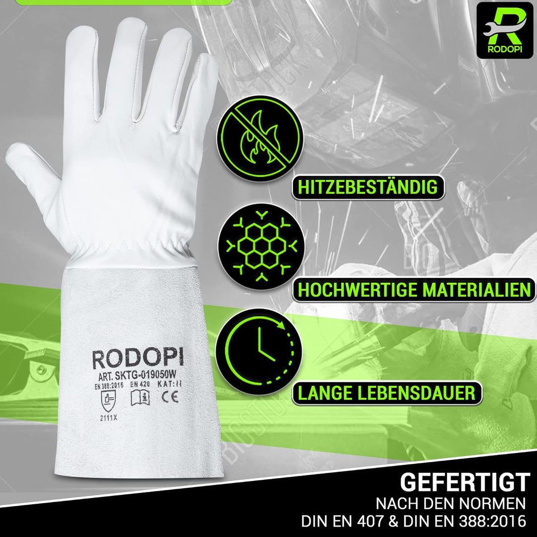 RODOPI Schweisserhandschuhe FIREWELD-Comfort 1-10 paar Arbeitshandschuhe EN 388:2016 Gr. 8-11 Rindvo