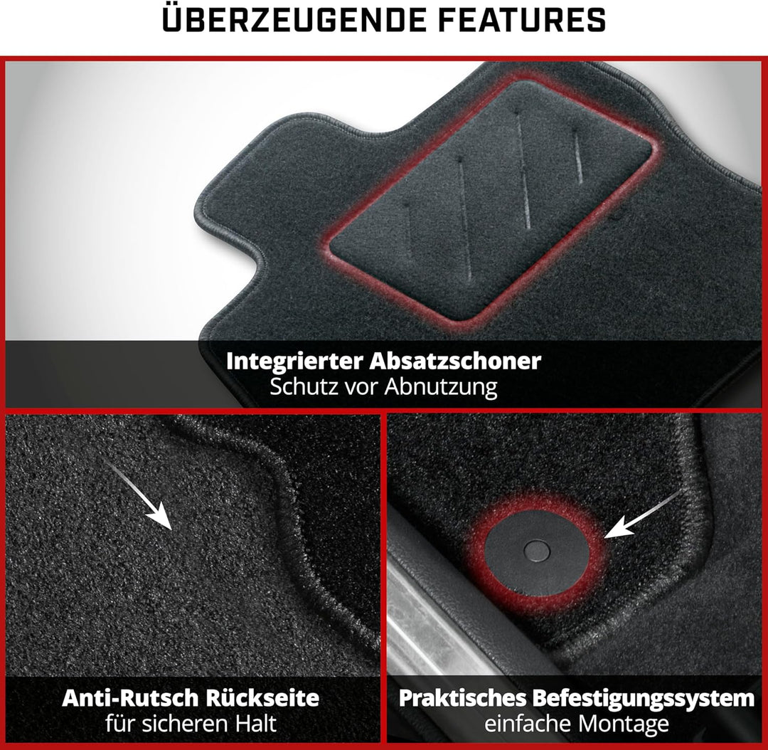 WALSER Auto Teppiche kompatibel mit FIAT 500X 09/2014-Heute, 100% passgenaue Auto Fussmatten Made in