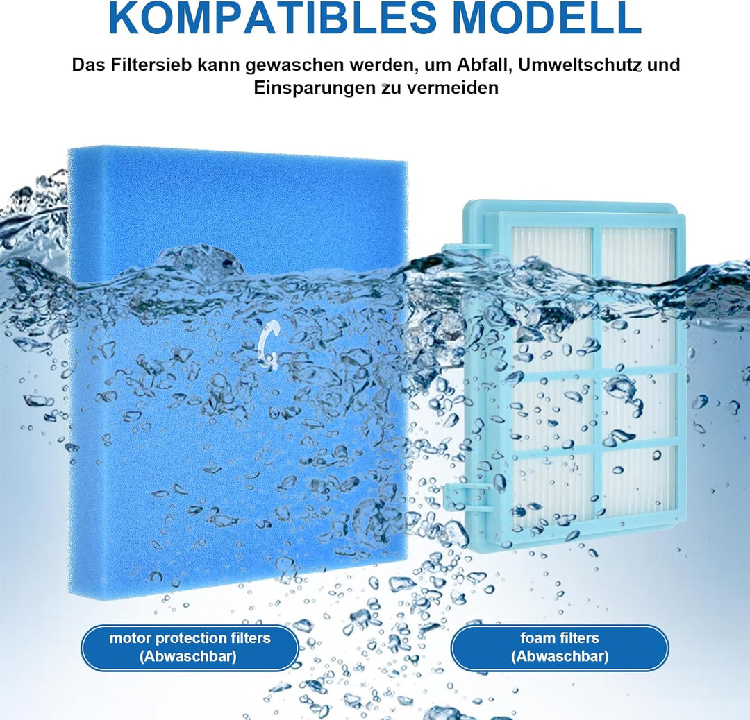 Artraise 2 Stück Ersatzfilterset für Philips PowerPro Compact und Active Bodenstaubsauger FC9331/09