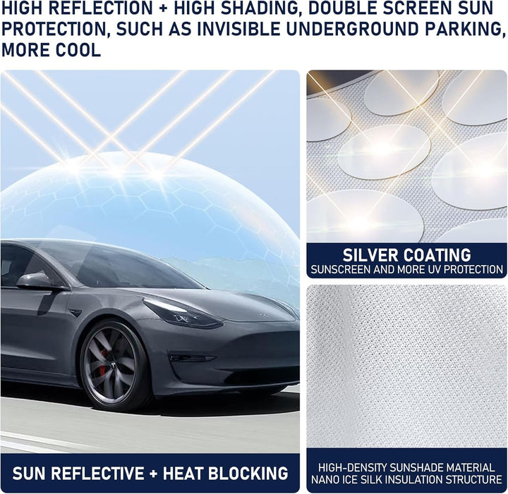 Tesla 2023-2021 Model Y Sonnenblenden für Glasdach, Auto Schiebedach Glas Schatten faltbar Sonnensch