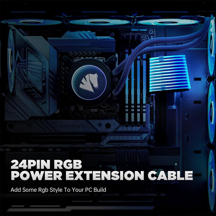 AsiaHorse 24Pin ATX Adressierbare RGB Kabel, ARGB 24PIN Mainboard Sleeved Cable, 5V 3PIN PSU Kabelve