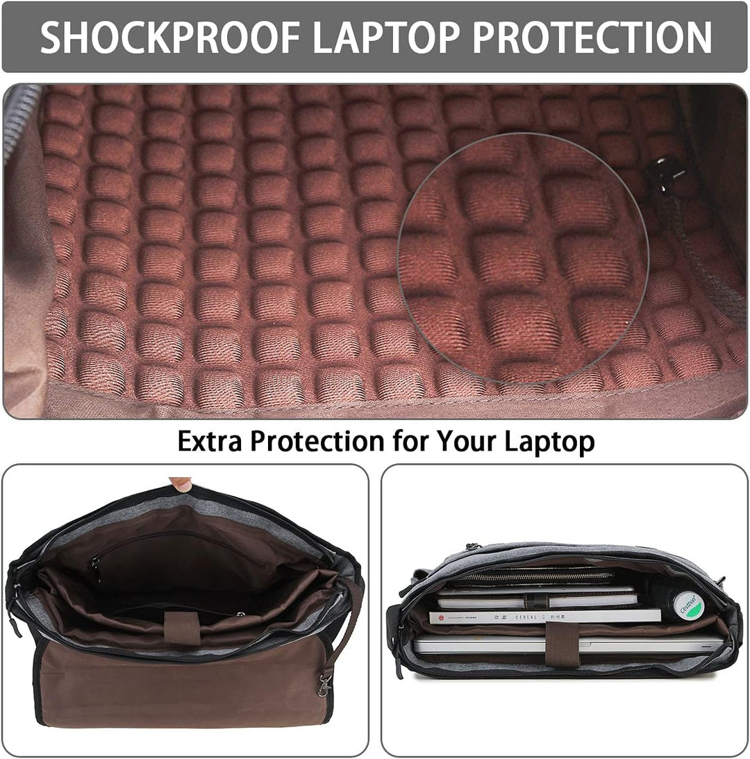 RAVUO Kuriertasche für Herren, wasserabweisend, leicht, 39,6 cm (15,6 Zoll) Laptop, Aktentaschen, Bu