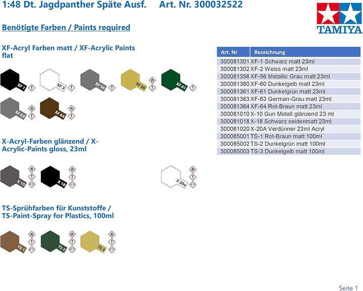 Tamiya 300032522-1:48 WWII Deutsche Panzer Jagdpanther Späte Ausführung