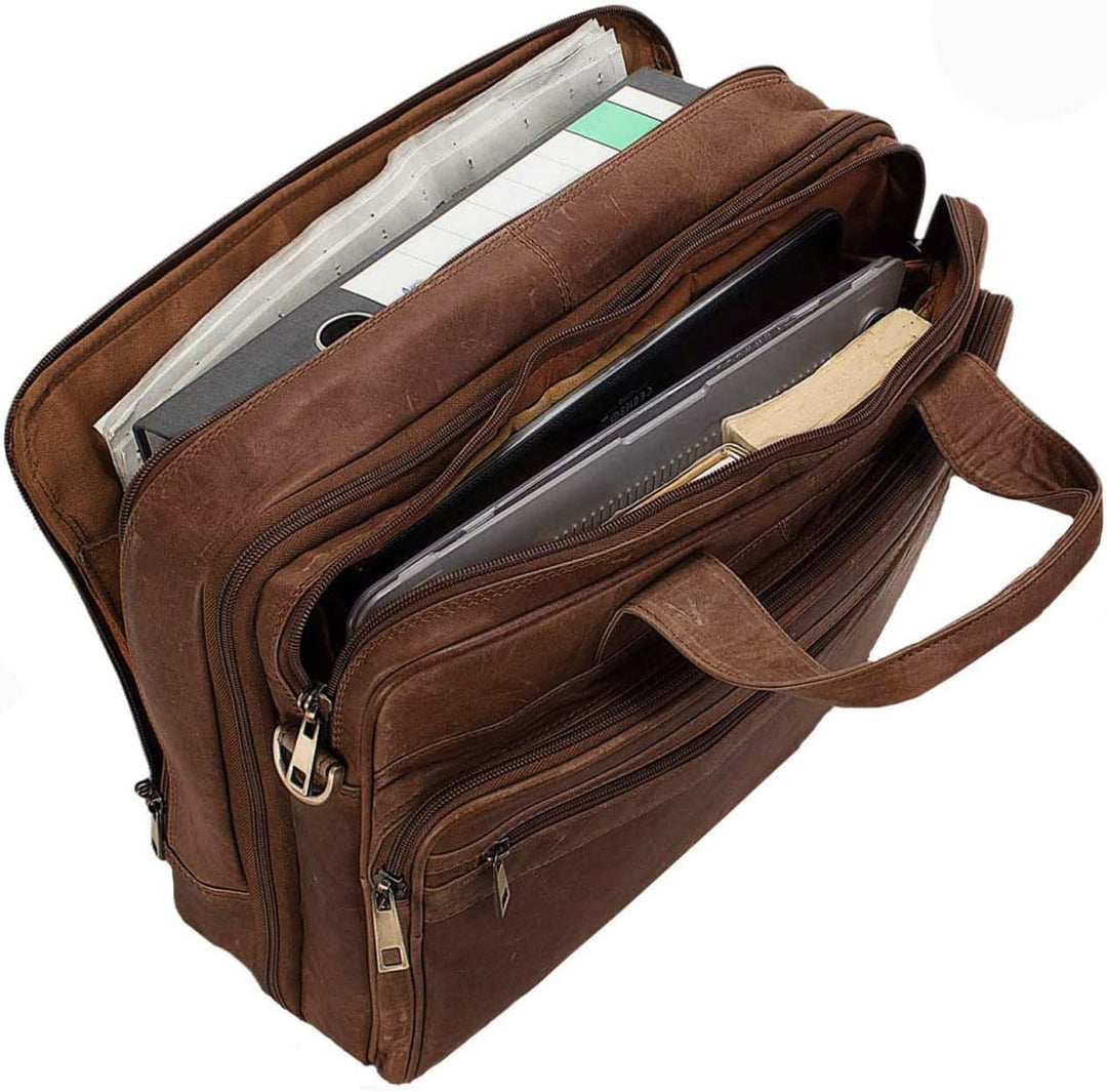 STILORD 'Leopold' XL Echtleder Aktentasche - der verbesserte Geheimtipp für Lehrerzimmer & Büro - Bu