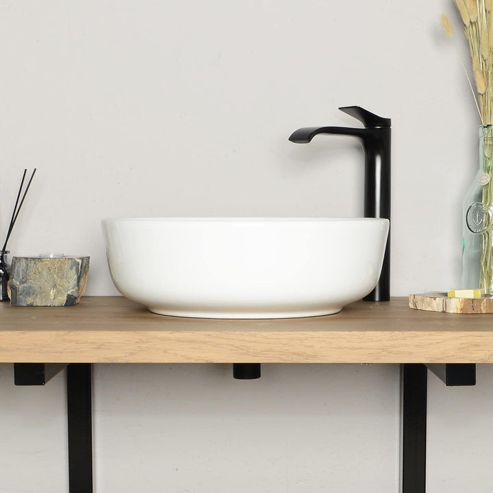 42 cm rund Keramik Waschbecken weiss von WOHNFREUDEN - Stein Aufsatzwaschbecken Badezimmer Waschbeck