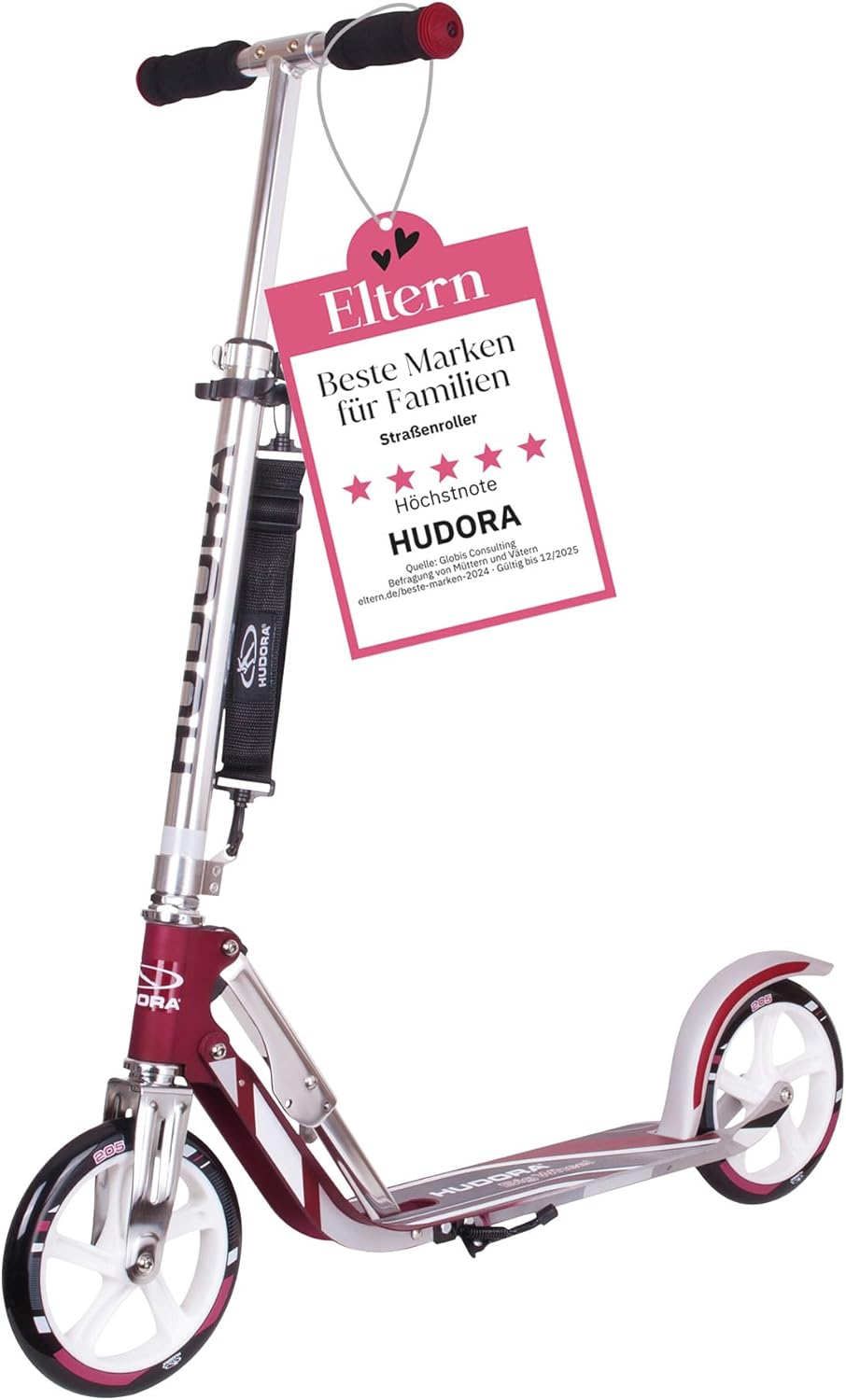 HUDORA BigWheel 205 Scooter - Stabiler Aluminium-Roller - Höhenjustierbarer & zusammenklappbarer Cit