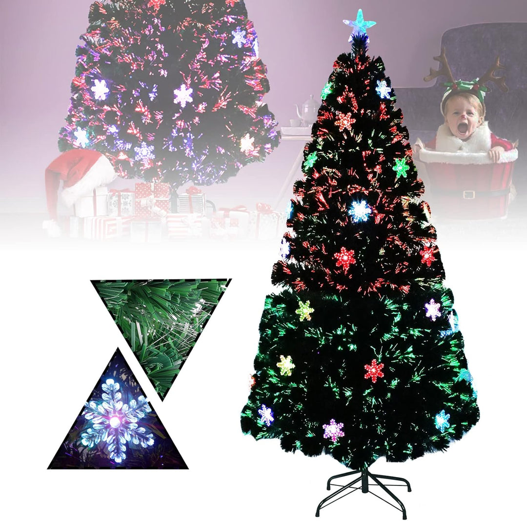 LZQ PVC Weihnachtsbaum Künstliche 150cm/ 5 ft mit Weihnachtsbäume mit LED Beleuchtung Glasfaser und