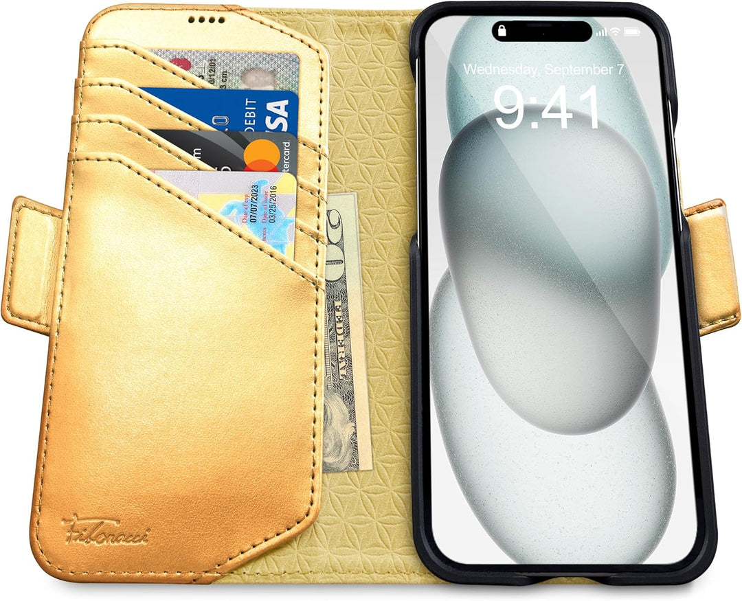Dreem Fibonacci kompatibel mit iPhone 15 Brieftaschen-Etui / 2-in-1 stossfestes Etui und abnehmbares