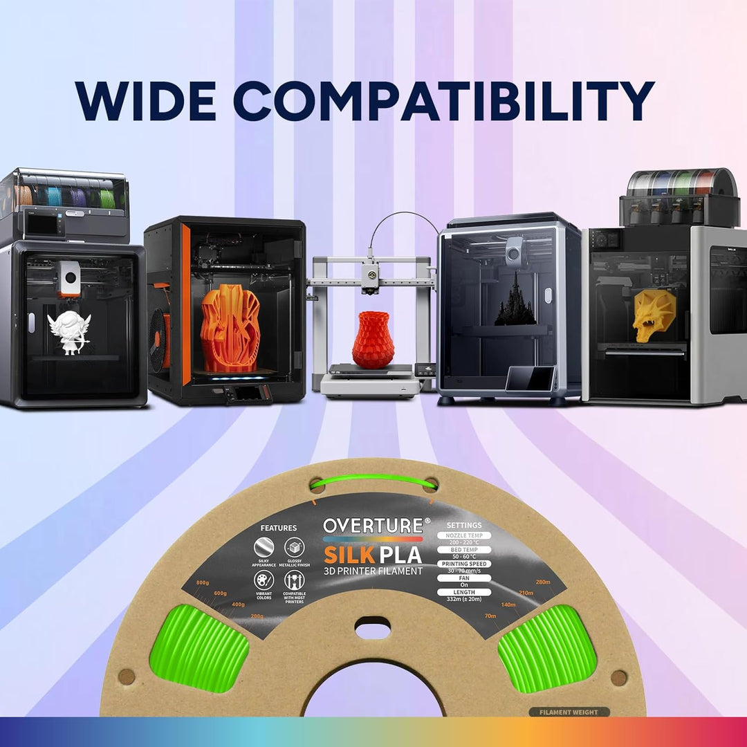 OVERTURE Silk PLA PLA Filament, 1,75 mm Verbrauch, 1 kg Filament (2,2 lbs), Massgenauigkeit 99% Wahr