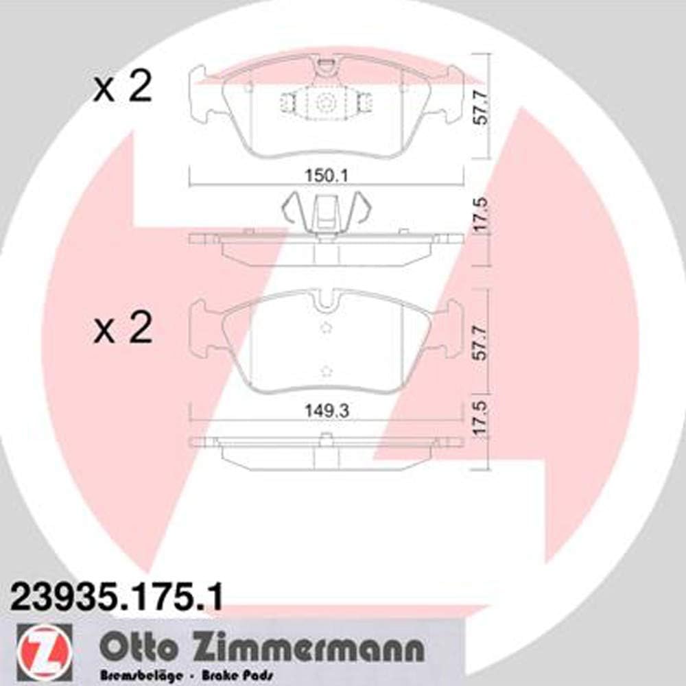 ZIMMERMANN 23935.175.1 Serie Bremsbeläge, vorne mit Vorbereitung Sensoren, inklusive Platte dämpfend