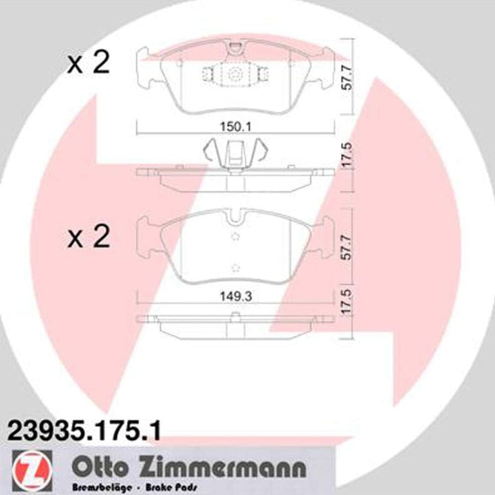 ZIMMERMANN 23935.175.1 Serie Bremsbeläge, vorne mit Vorbereitung Sensoren, inklusive Platte dämpfend