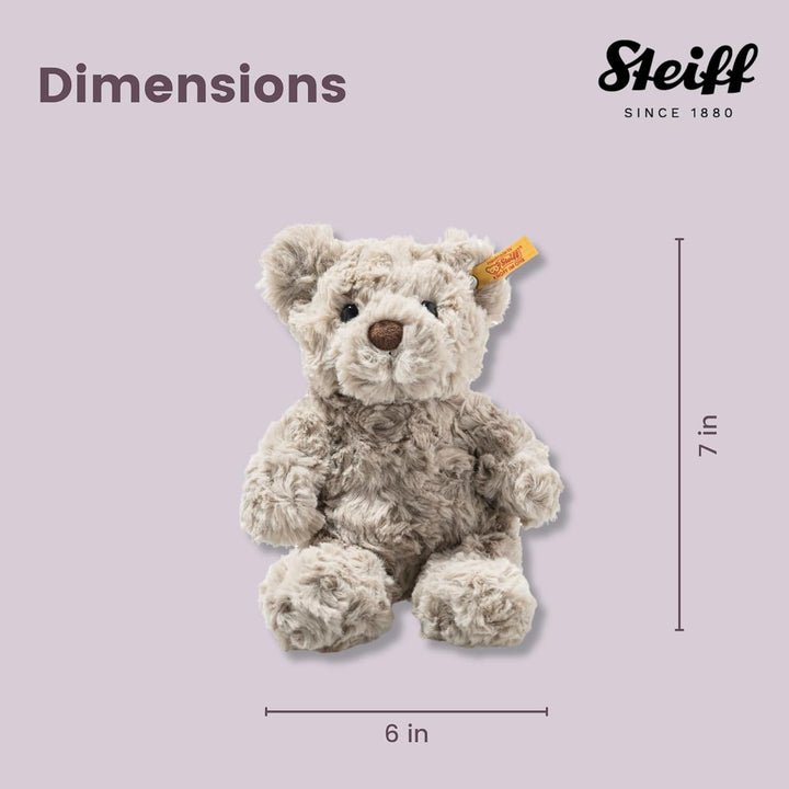 Steiff Soft Cuddly Friends Honey Teddybär hellgrau 18 cm, Teddy aus flauschigem Plüsch, Grau 18 cm S