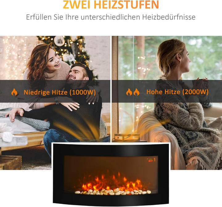 HOMCOM Elektrokamin Kamin Kaminofen Elektrischer Wandkamin 89,2 x 13,5 x 48cm Modell7/88,5 x 13,5 x