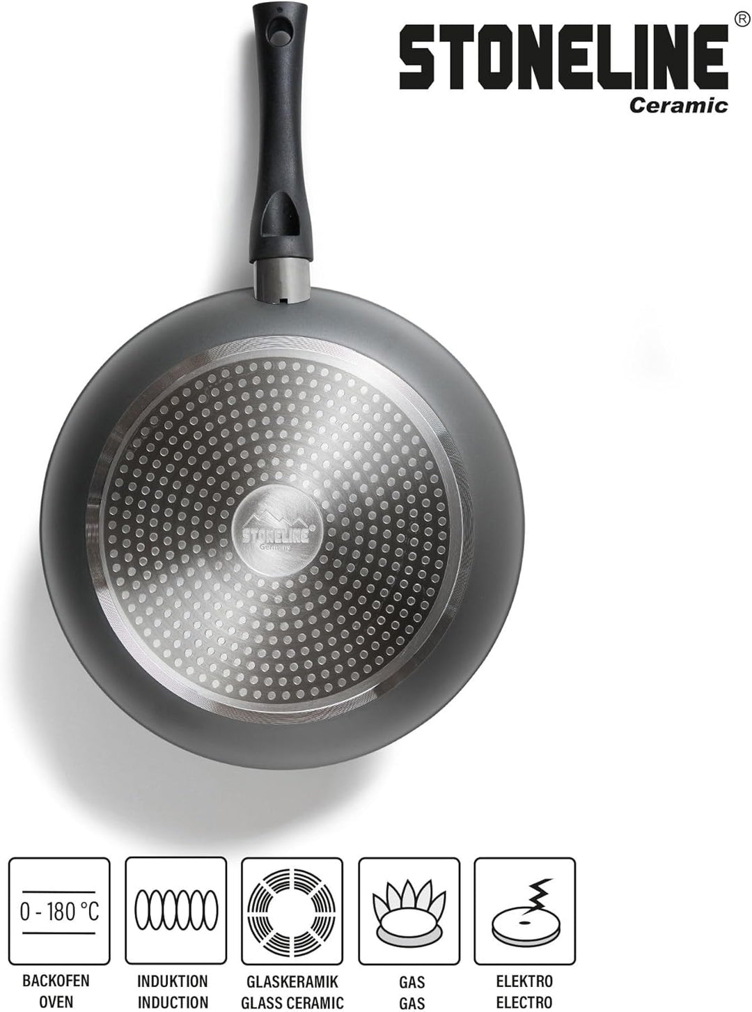 Stoneline Ceramic Pfannenset 3 teilig, 20/24/28 cm Pfanne, Keramik, Antihaft beschichtete Pfanne mit