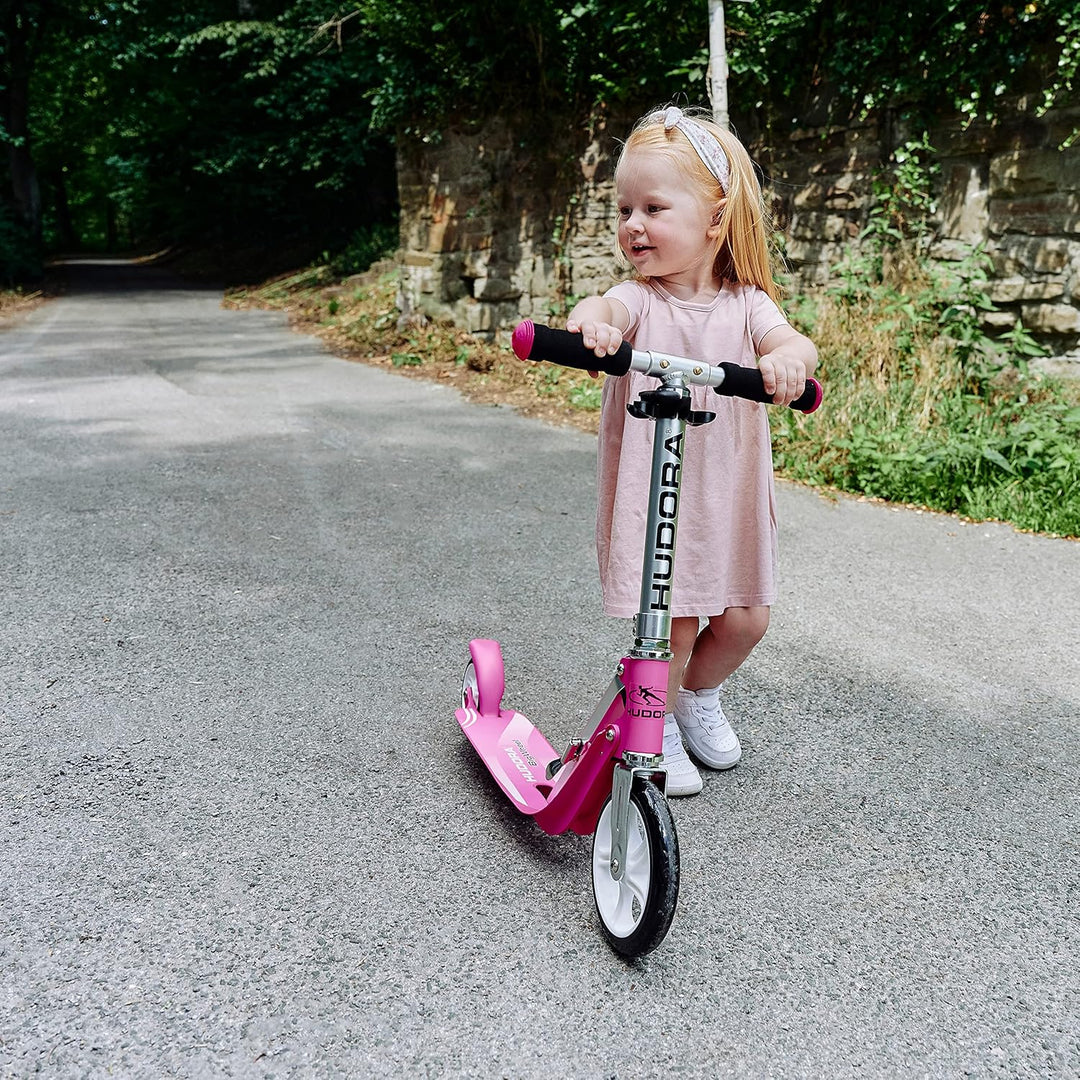 HUDORA Little BigWheel Scooter - Sicherer Aluminium-Roller für Kinder ab 3 Jahren - Höhenverstellbar
