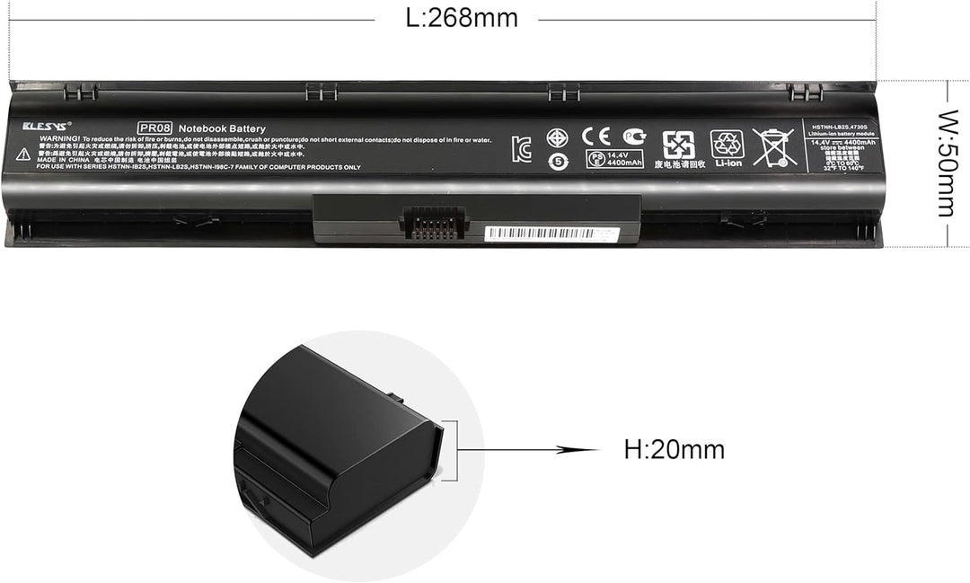 BLESYS 633807-001 Laptop Akku fĂŒr HP ProBook 4740s 4730s Serie Notebook PR08 QK647AA QK647UT HSTNN-I