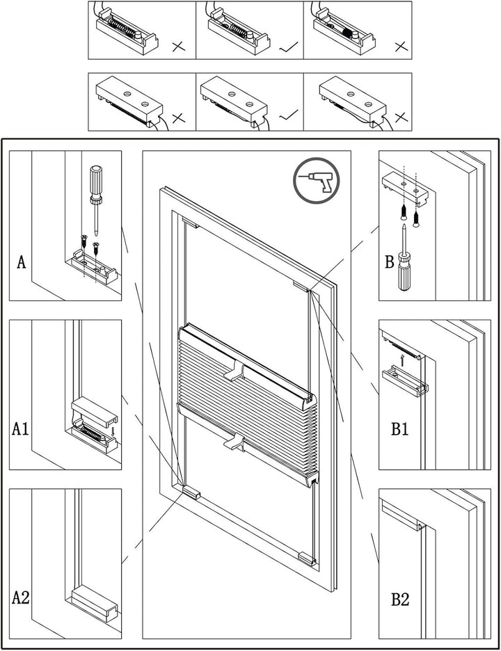WOLTU Plissee ohne Bohren Klemmfix Faltrollo Jalousie Weiss 45x100cm (BxH), Plisseerollo Crushed Opt
