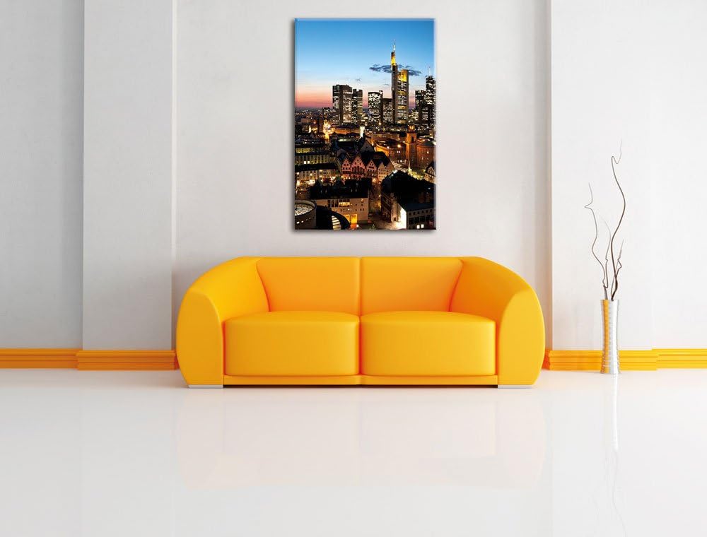 Frankfurt Skyline, Format: 100x70 auf Leinwand, XXL riesige Bilder fertig gerahmt mit Keilrahmen, Ku