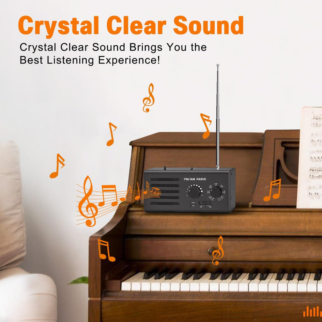 Transistorradio – AM FM Tragbares Radio mit Bestem Empfang, Eingebautem Lautsprecher, Kopfhöreransch
