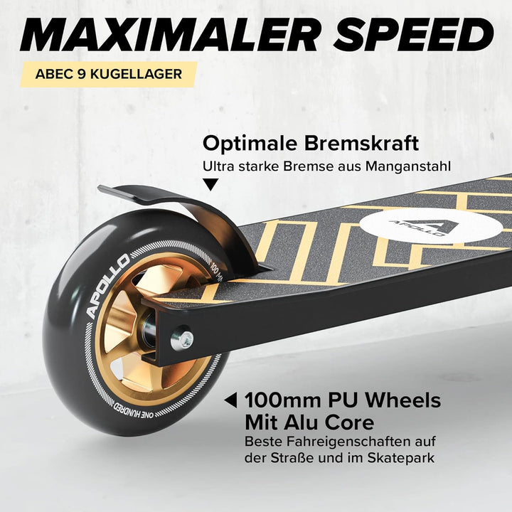 Apollo Stunt Scooter - Genius Pro | Robuster Kinder Scooter mit ABEC 9 Kugellager | Trick Roller, Tr