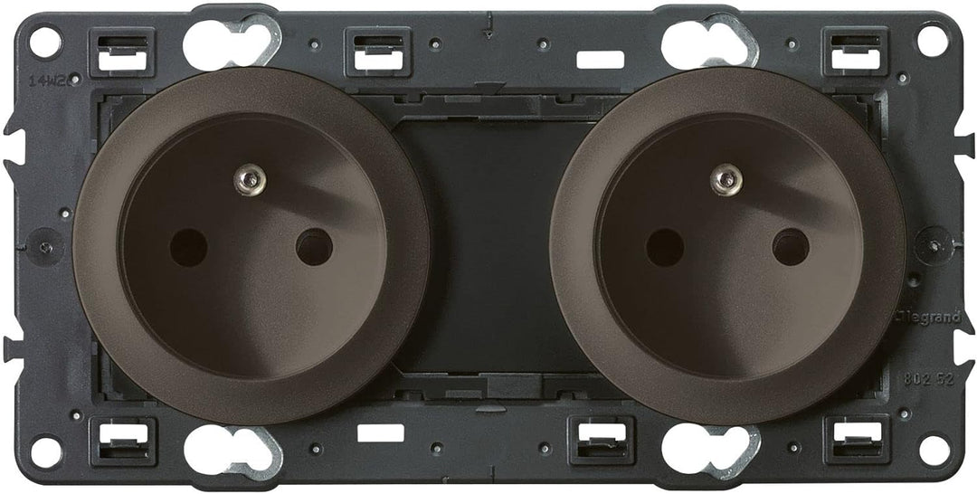 Legrand LEG99542 Celiane2 Doppelsteckdose mit Erdung, Graphit, Graphit