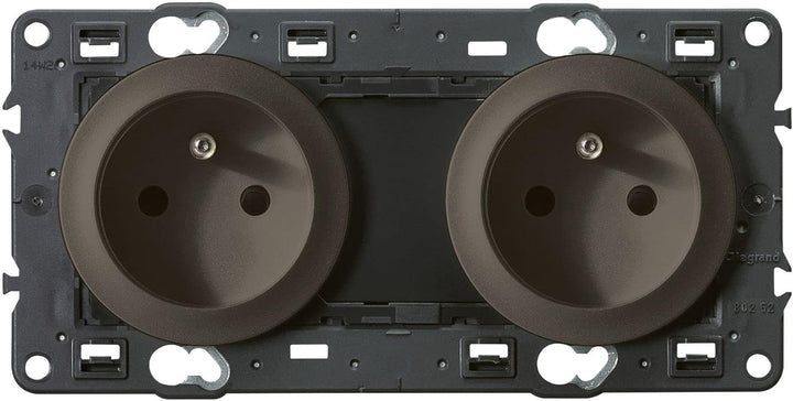 Legrand LEG99542 Celiane2 Doppelsteckdose mit Erdung, Graphit, Graphit