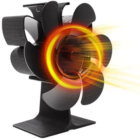 WuYan Ofenventilator,Kaminbesteck mit 6 BlĂ€ttern,ohne Strom Umweltfreundlich fĂŒr Kaminofen Holzbrenn