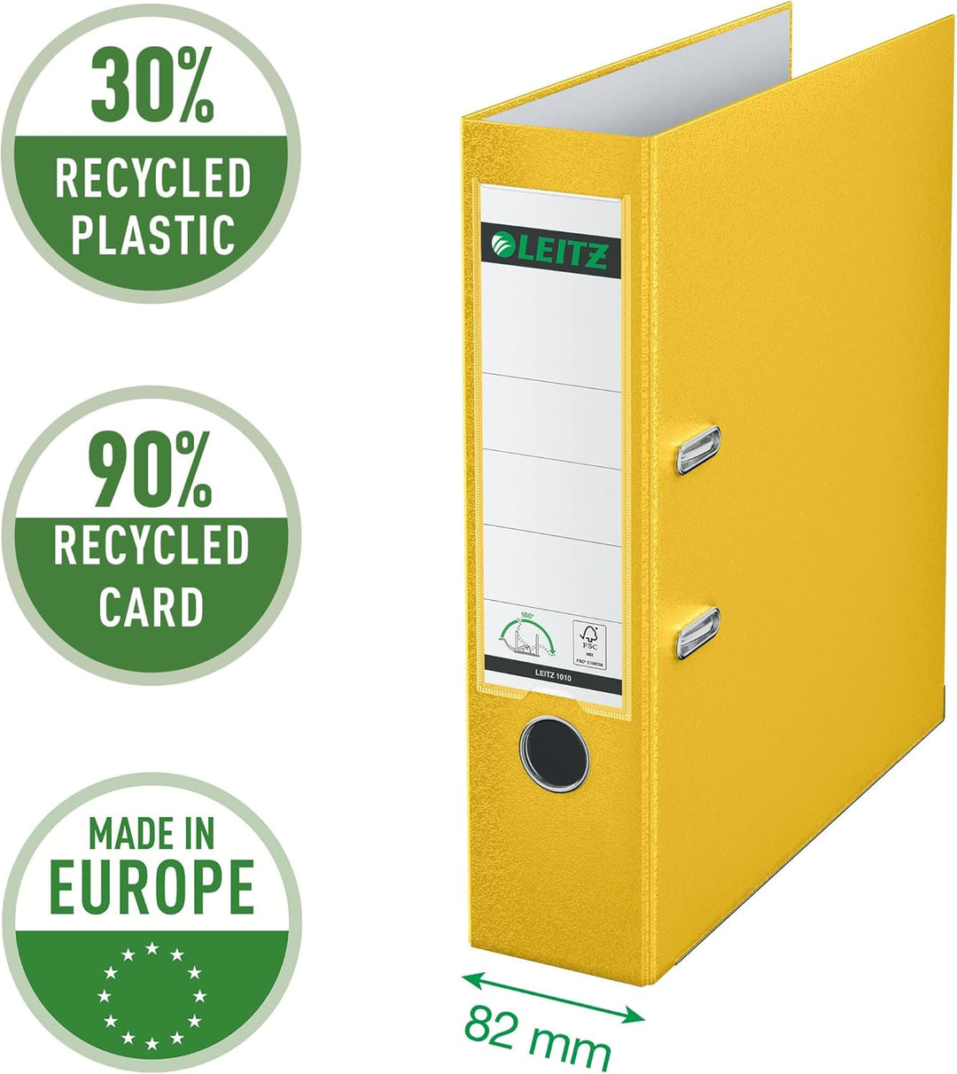 Leitz Qualitäts-Ordner 180° Plastik, 3er Pack, das Original, A4 Aktenordner 8 cm breit, 90% Recyclin