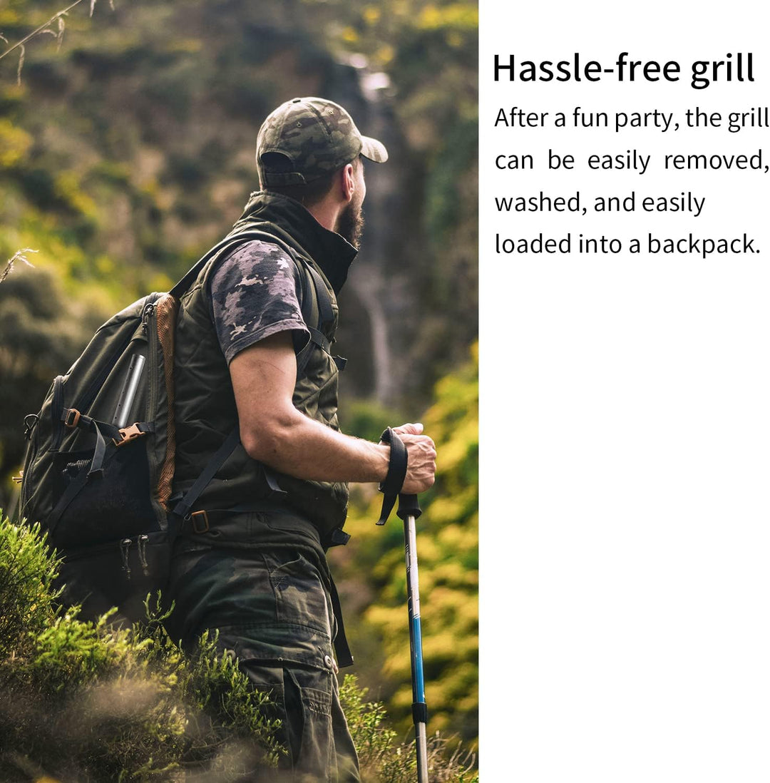 LOSMANN Tragbarer Campinggrill, Holzkohlegrill, Zerlegbarer Minigrill aus verchromten Edelstahl für