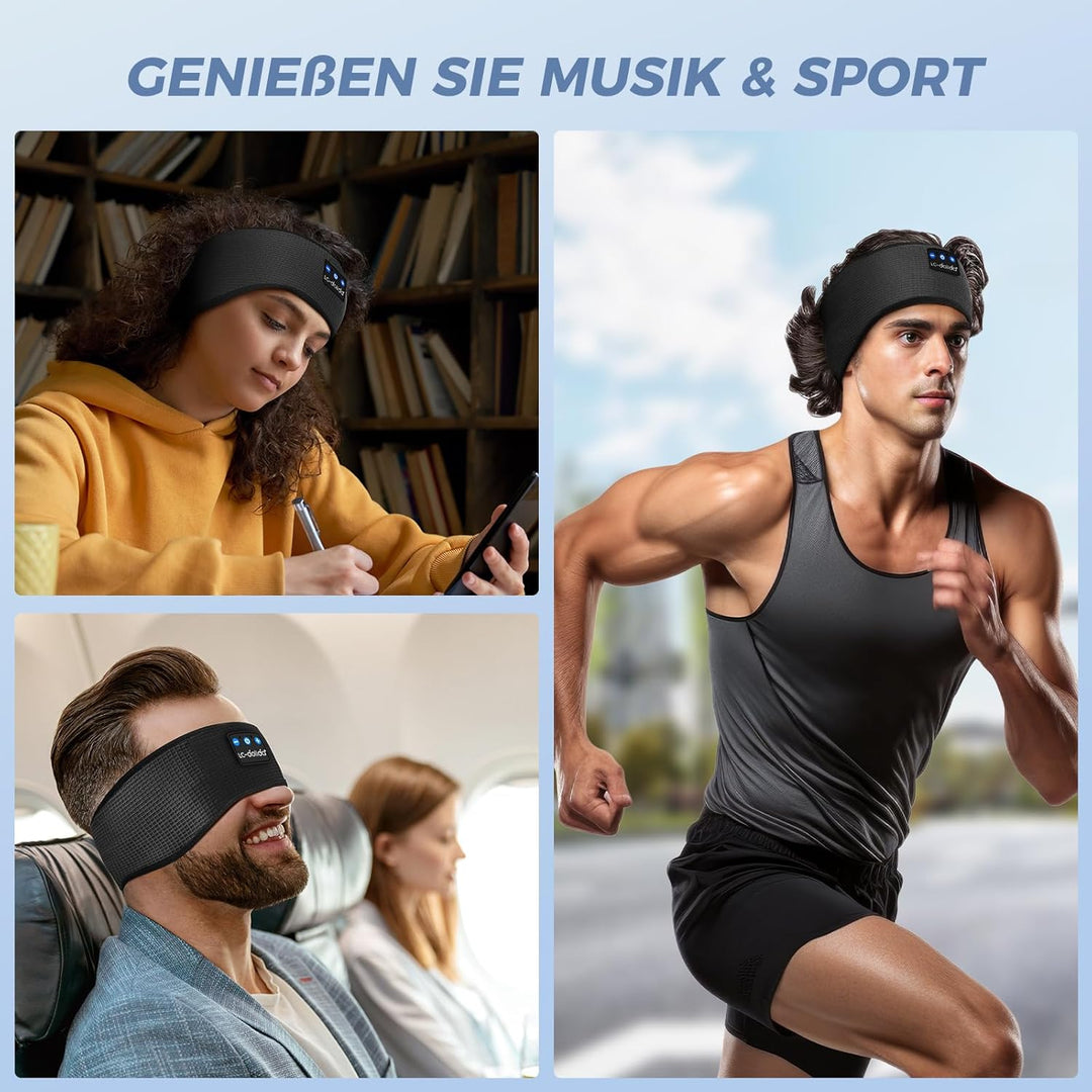 LC-dolida Schlafkopfhörer Bluetooth 5.4, Schlaf Stirnband Kopfhörer Headband Schlafmaske, Sportskopf