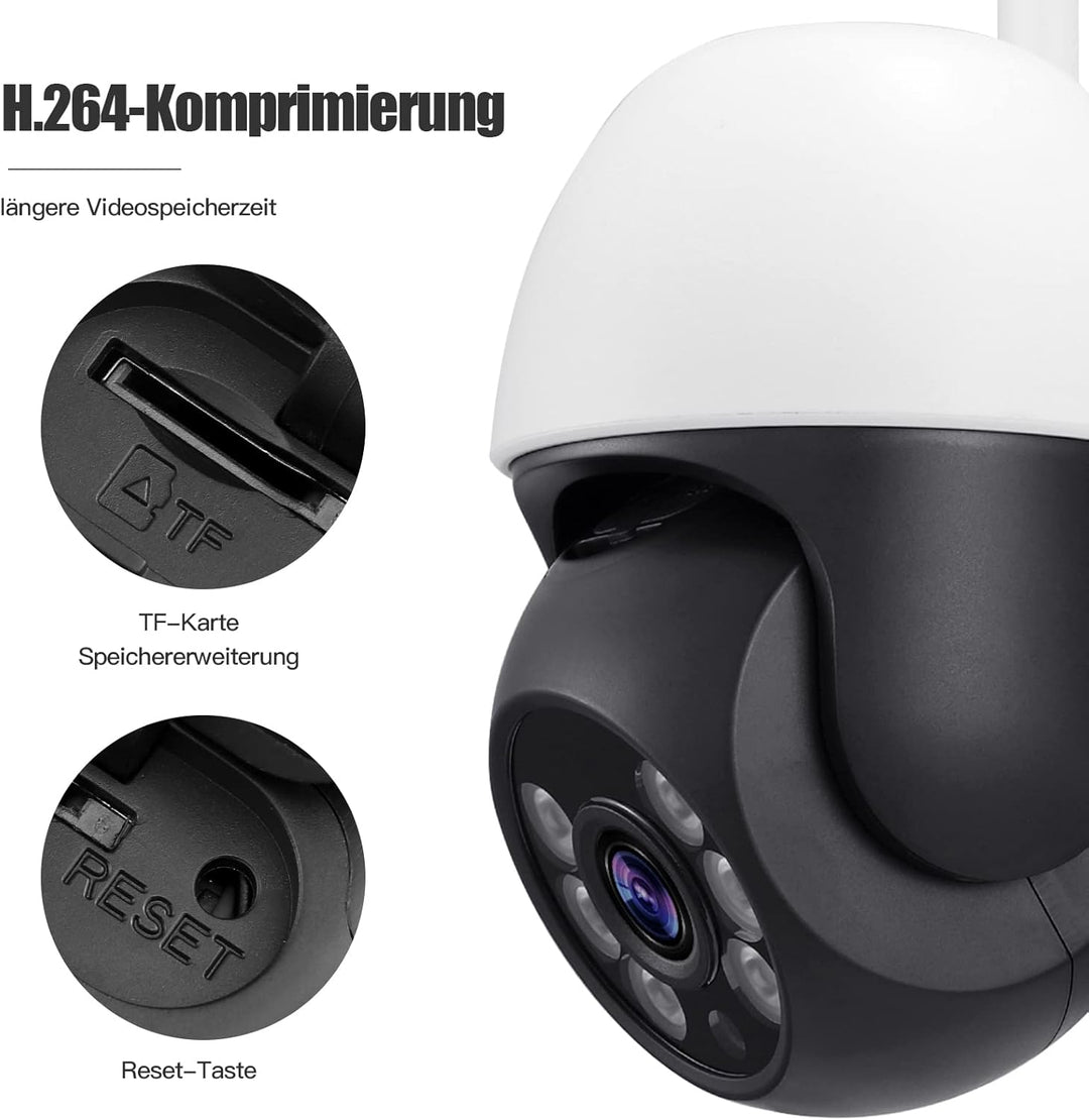 LEUTED 2 Stück 2K Überwachungskamera Aussen WLAN 5GHz/2,4GHz Kamera Überwachung, Outdoor Kamera mit