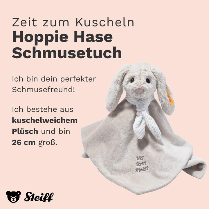 Steiff Kuscheltier Hoppie Hase Schmusetuch, Süsses Stofftier, Jungen, Mädchen & Babys ab 0 Monaten,