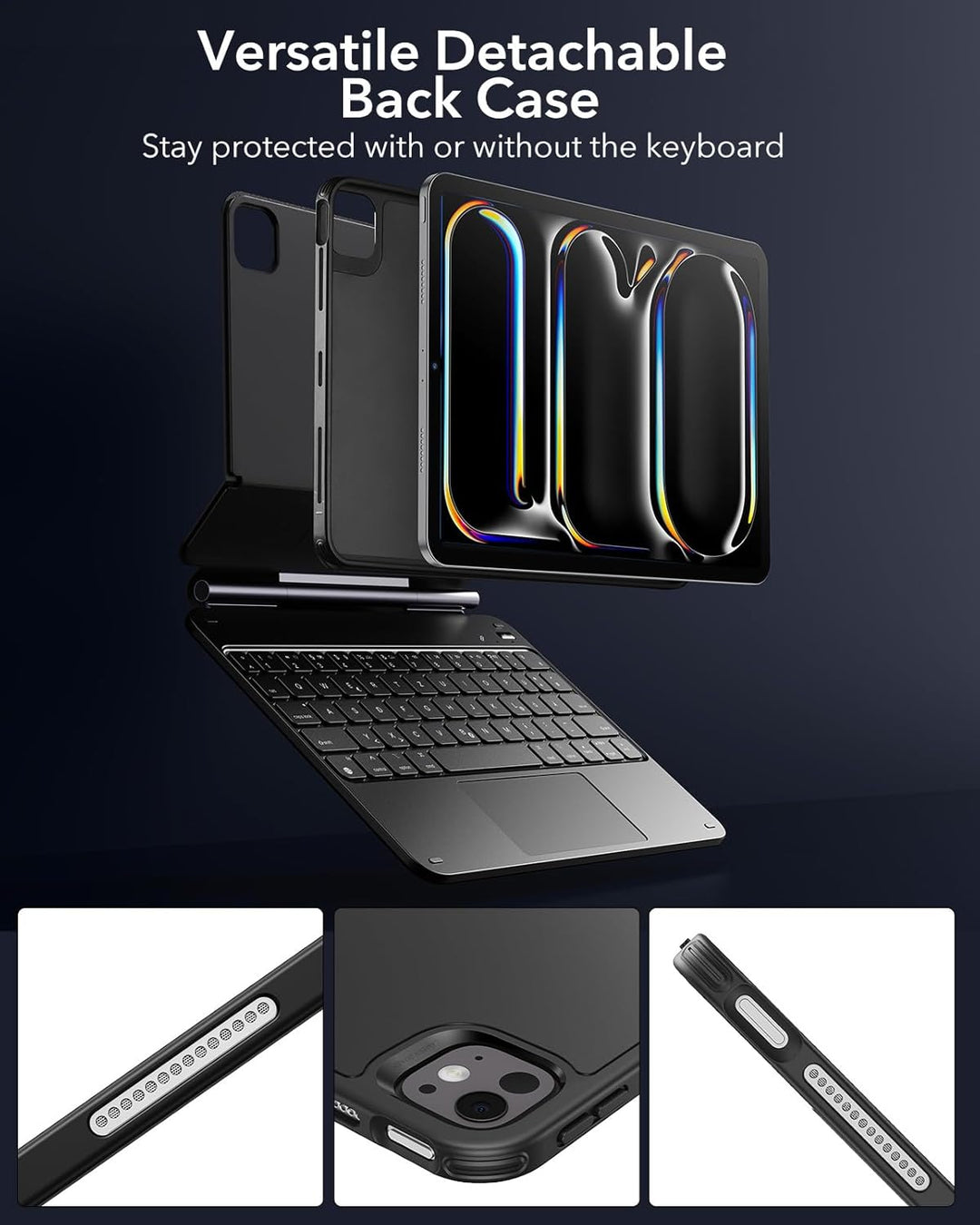 ESR iPad Pro 13 Zoll (M4, 2024) Hülle mit Tastatur, Tastaturhülle mit Einzustellendem Magnetständer,