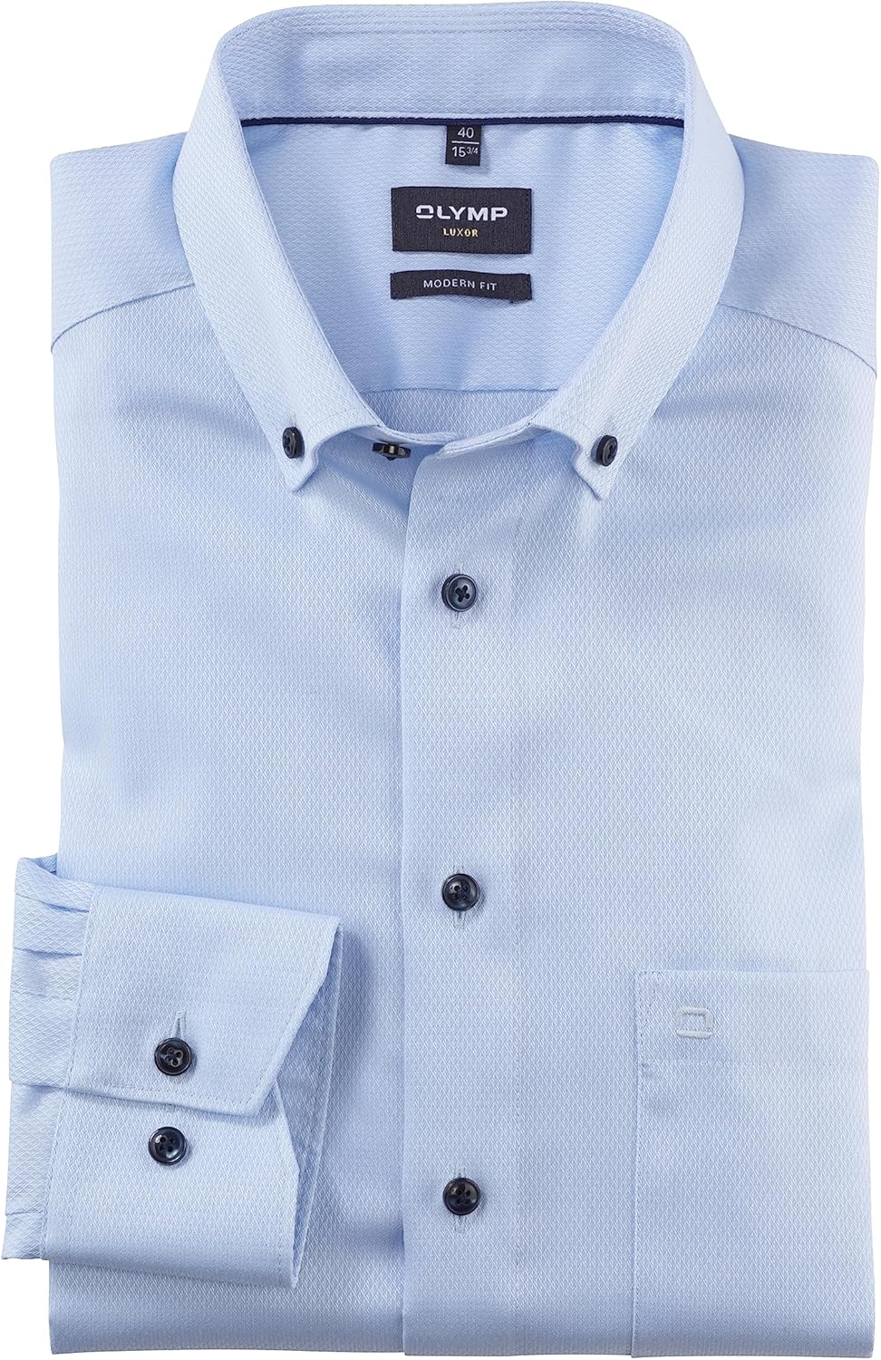 OLYMP Herren Businesshemd Langarm Luxor,Einfarbig,modern fit,Button-Down-Kragen 41 Bleu 11, 41 Bleu