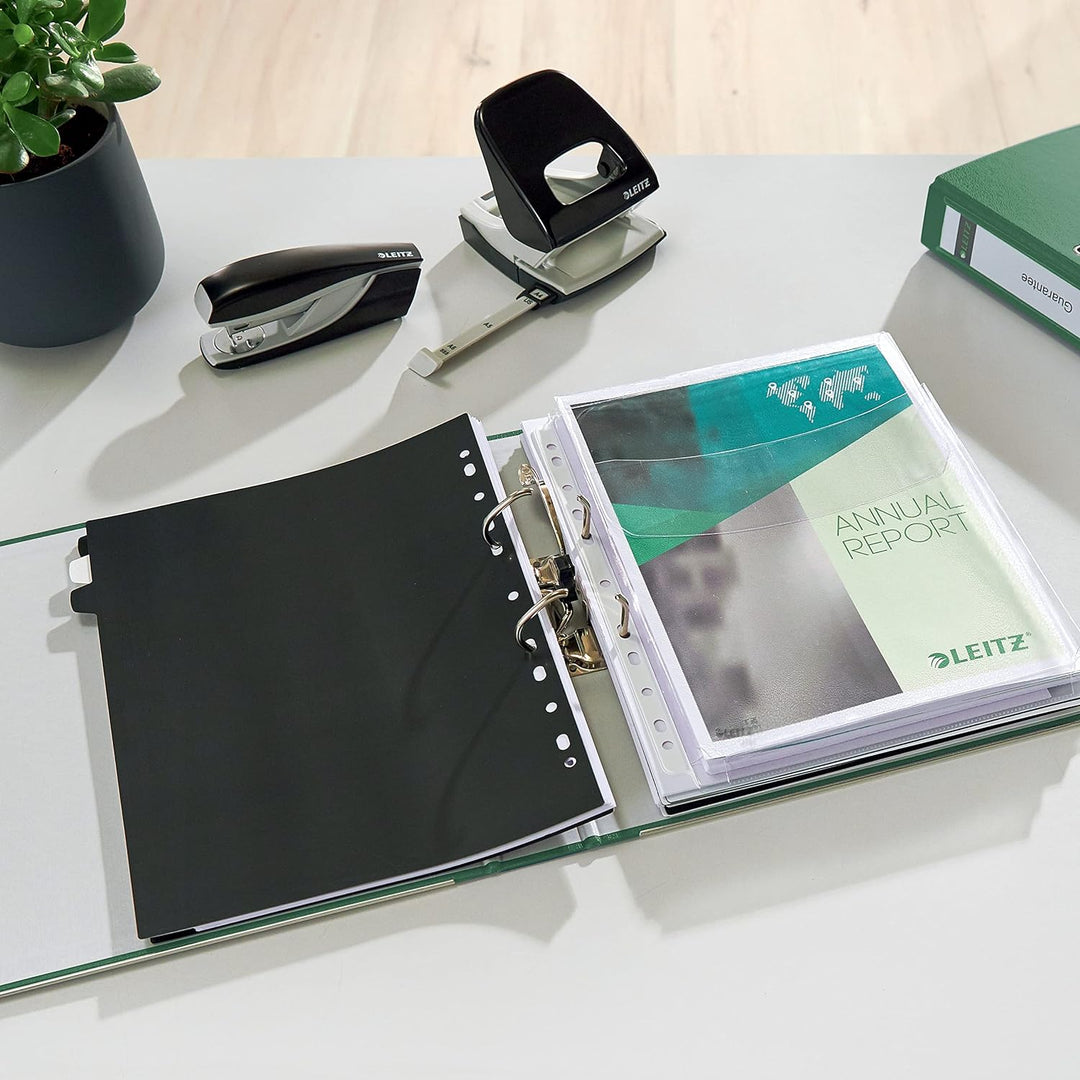 Leitz Qualitäts-Ordner 180° Plastik A4, 10er Pack, Grün, 8 cm Rückenbreite, PP-laminierter Einband,