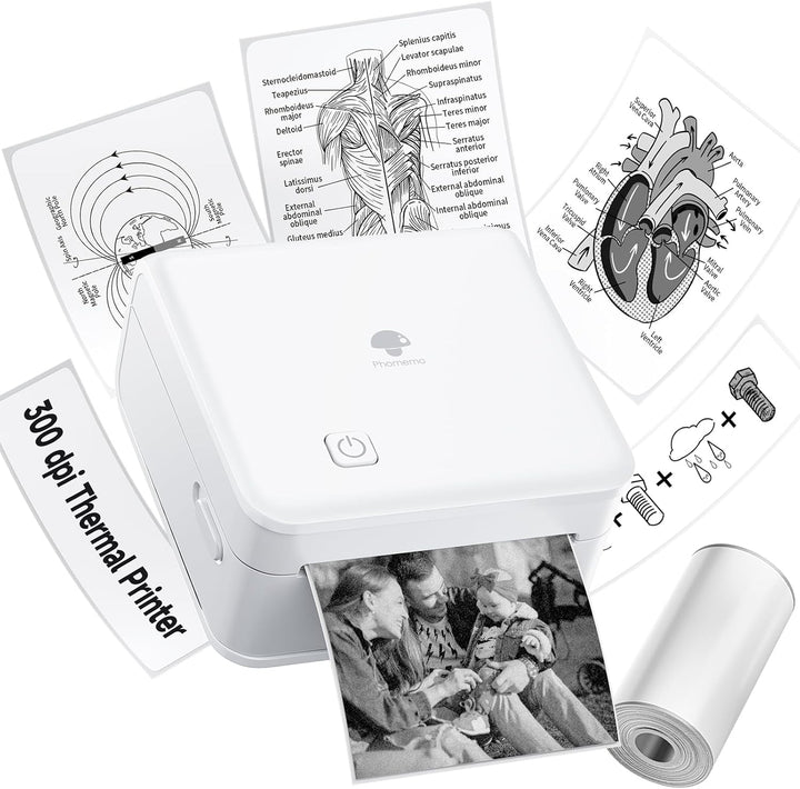 Phomemo M02 Pro 300 DPI Taschendrucker Mini Thermo Fotodrucker für Handy, Sticker Drucker, Kompatibe