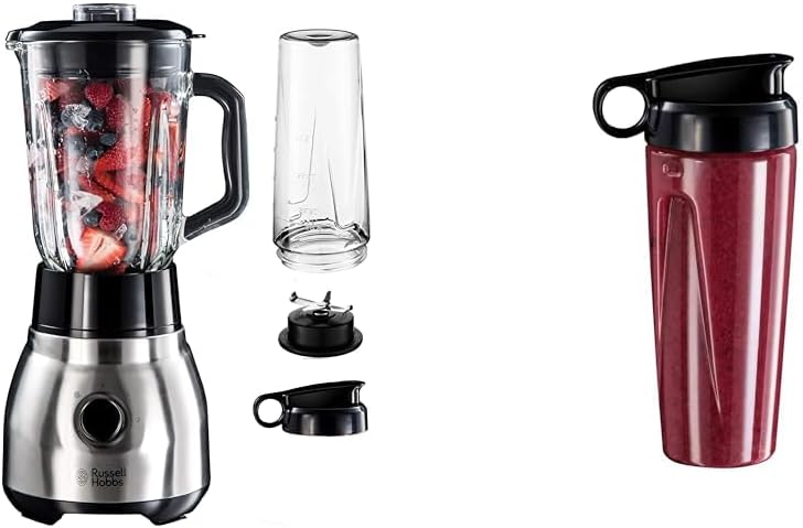 Bundle Set: Russell Hobbs Standmixer 2-in-1 [1,5l Glasbehälter Mixer & 0,6l Mini Smoothie Maker -To-