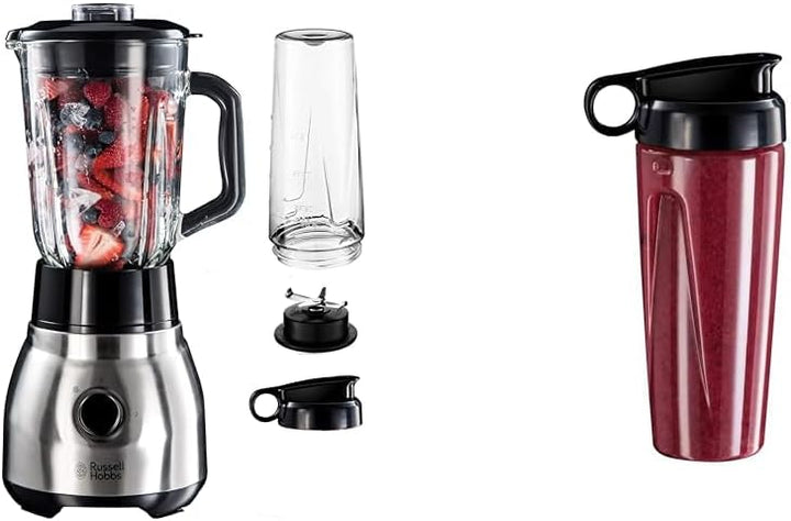 Bundle Set: Russell Hobbs Standmixer 2-in-1 [1,5l Glasbehälter Mixer & 0,6l Mini Smoothie Maker -To-