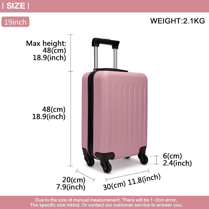 KONO Hartschale Koffer Trolley Rollkoffer Zwillingsrollen ABS Handgepäck Bordgepäck 4 Rollen, 48cm 1