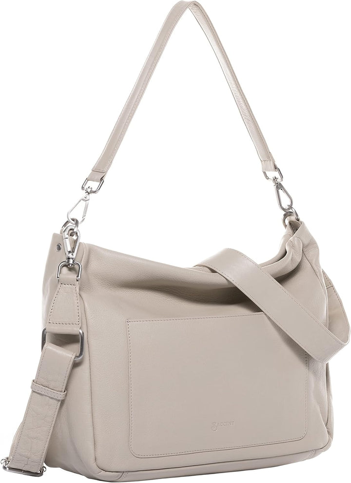BACCINI Hobo Bag REMI aus Nappa-Leder I Beuteltasche für Damen I Schultertasche handgefertigt Ivory,