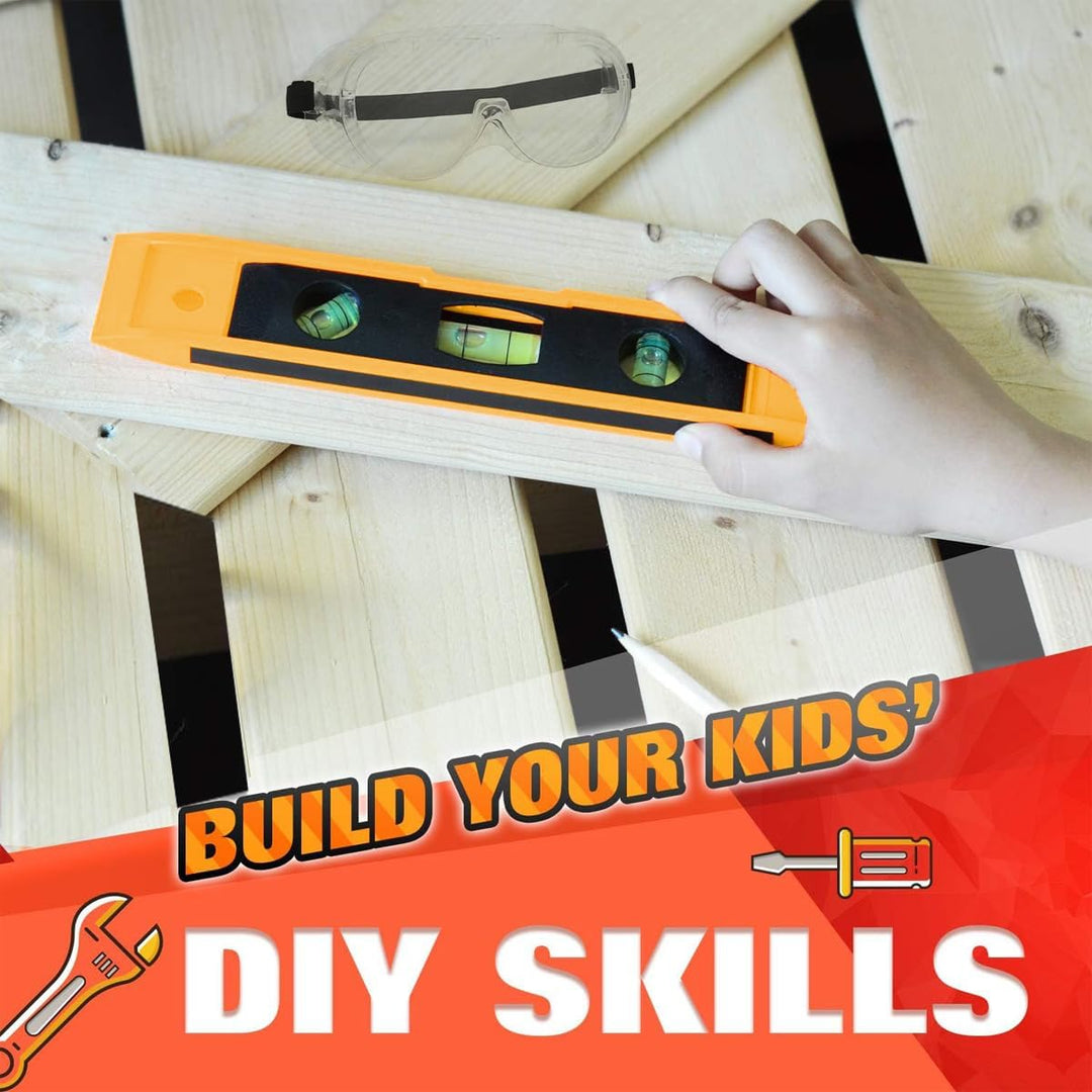 Kinder-Werkzeug-Set, Junge Bauarbeiter, Kindergrösse, echter Handwerkzeug,25-teilig, Hammer, Lernwer